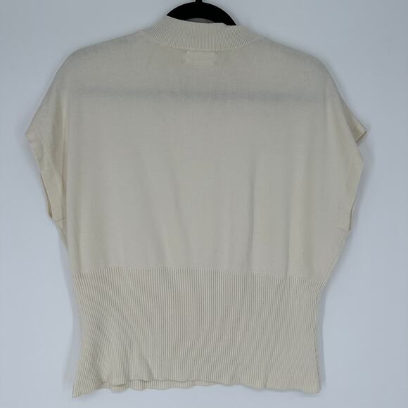 Open Edit Mock Neck Dolman Cap Sleeve Ivory Ribbed Blouse Womens Large - Picture 3 of 6